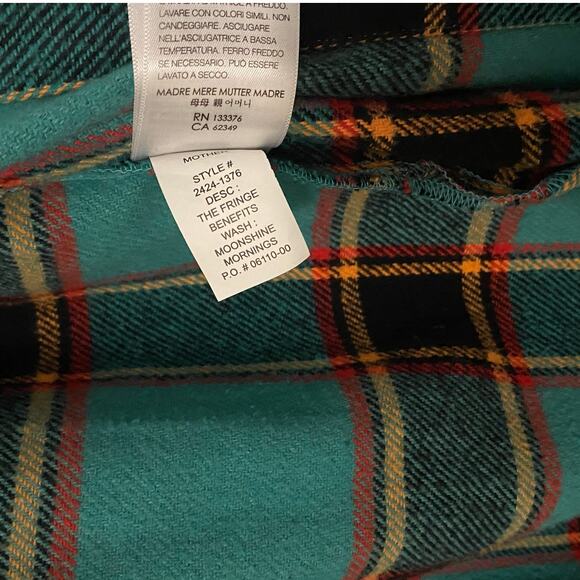 Mother The Fringe Benefits Oversized Plaid Flannel Button Down Small Shacket - Picture 10 of 14